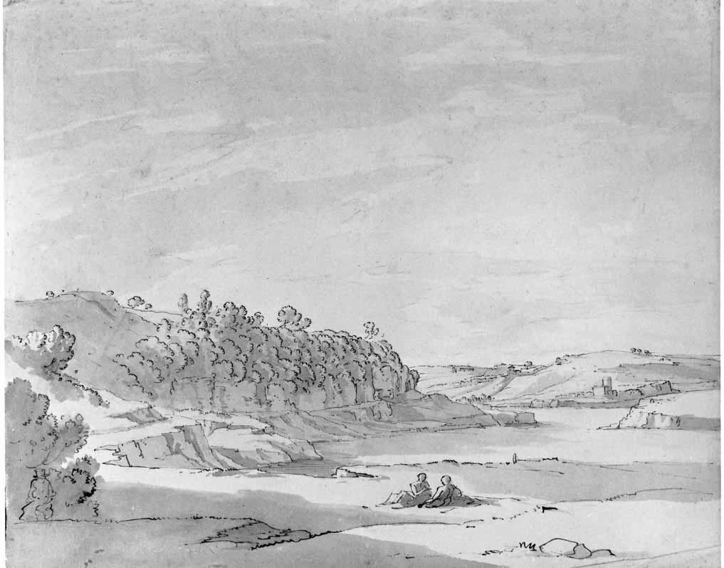 Luigi Basiletti-77-Paesaggio con lago e due figure